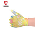 Hespax Women Daily Flower Patterned Housework PU Gloves